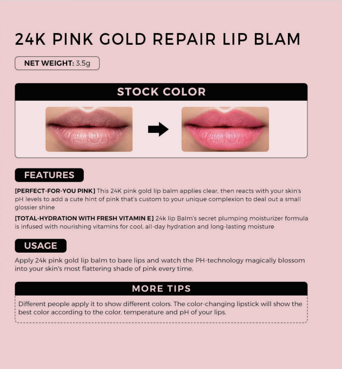 24K Pink Gold Repair Lip Balm - 图片 5